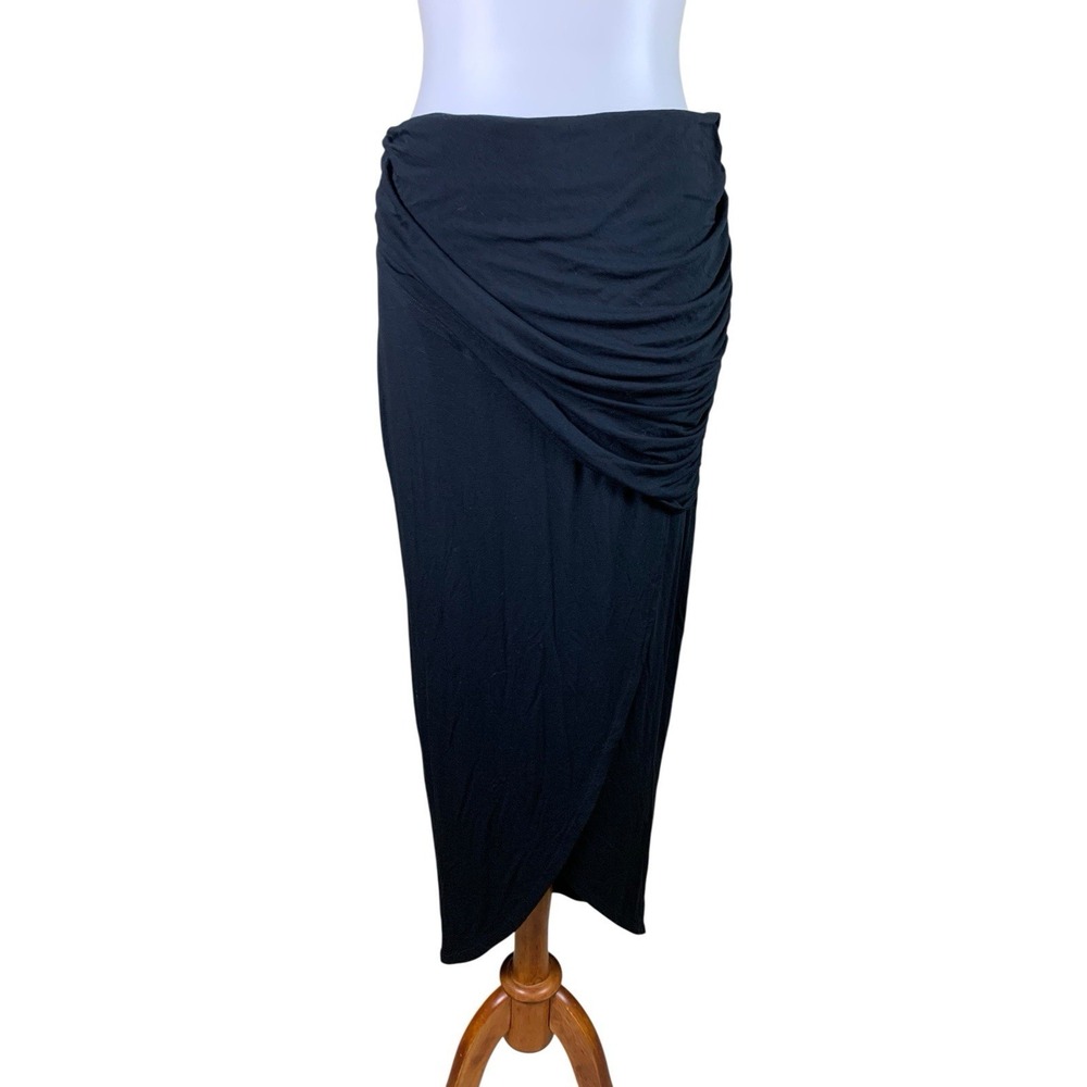 Cabi Black‎ Ruched Midi Pencil Skirt Stretch Pull On Small